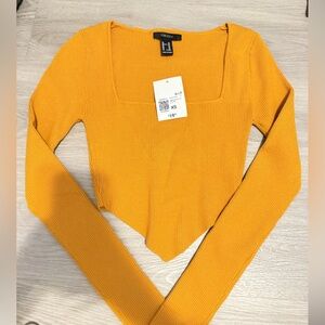 Forever 21 Golden Yellow Ribbed Crop Top